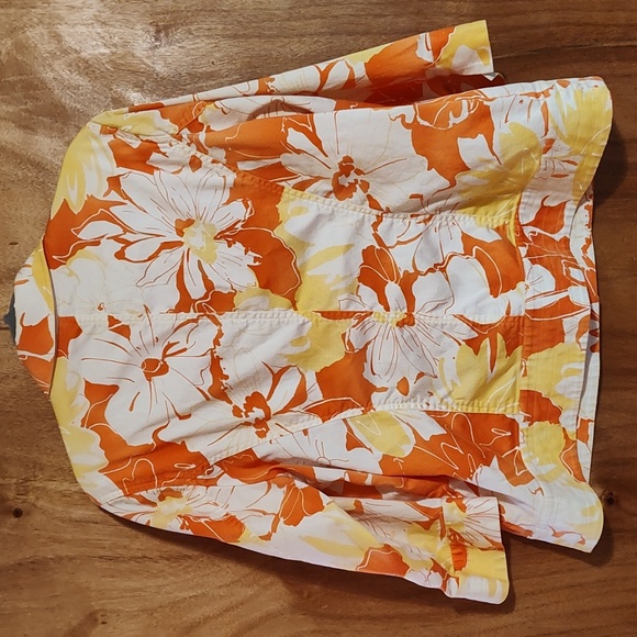 Coldwater Creek Floral ¾-Sleeve Button Front Blazer Orange White Yellow Size W18 - Picture 5 of 9